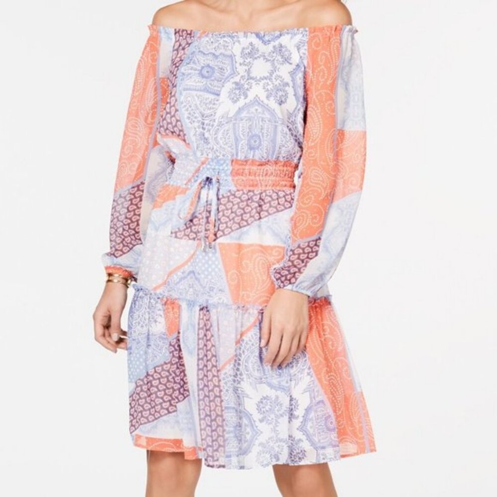 Tommy Hilfiger Patchwork Print Ruffled Multicolor… - image 1